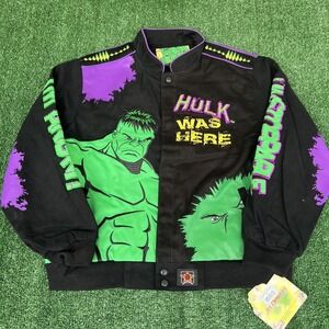 NWT VTG JH Design Hulk Jacket Youth 2XL Black Men's S‎ Crop Boxy Racing Marvel